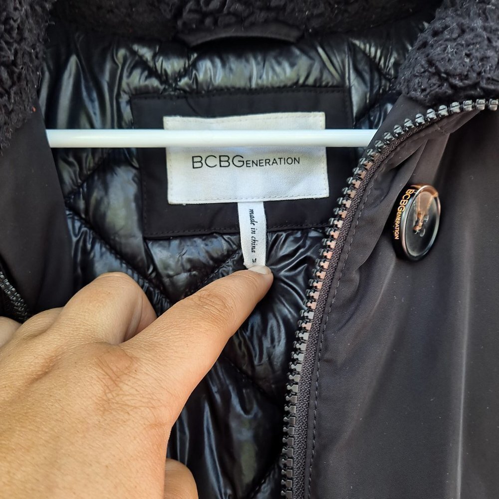 BCBGeneration‎ Black Parka Winter Coat Anorak Medium - Picture 4 of 6